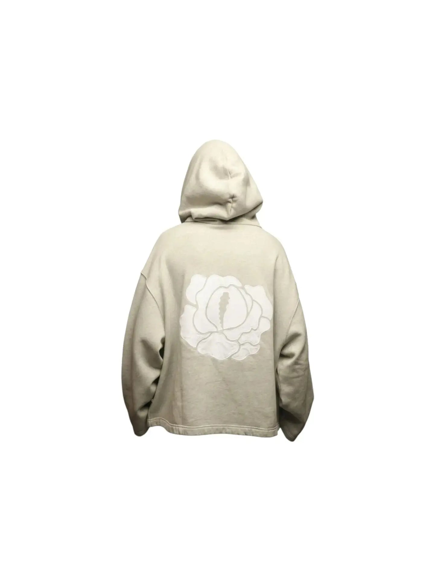 Grey Hoodie Boxy Flower rosyneclub