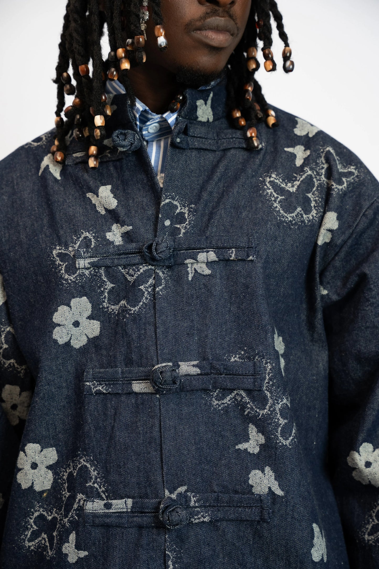 Jacket China Flowers Denim Blue