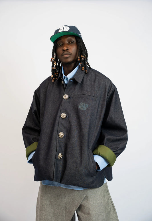 Jacke Structure Denim Blau