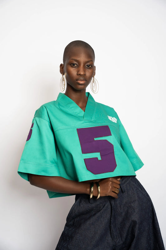 Maillot US Football Crop Rosyne 5 Green rosyneclub