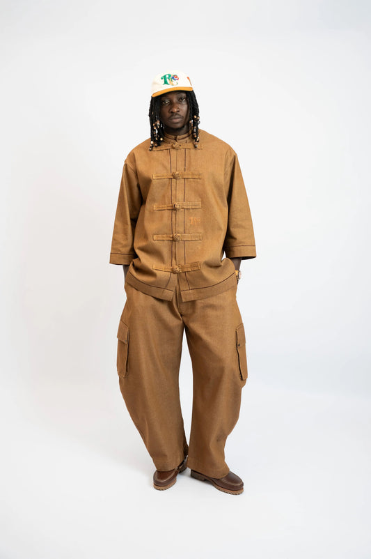 Hose Balloon Cargo Denim Braun