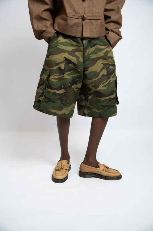 Short Denim Cargo Camo