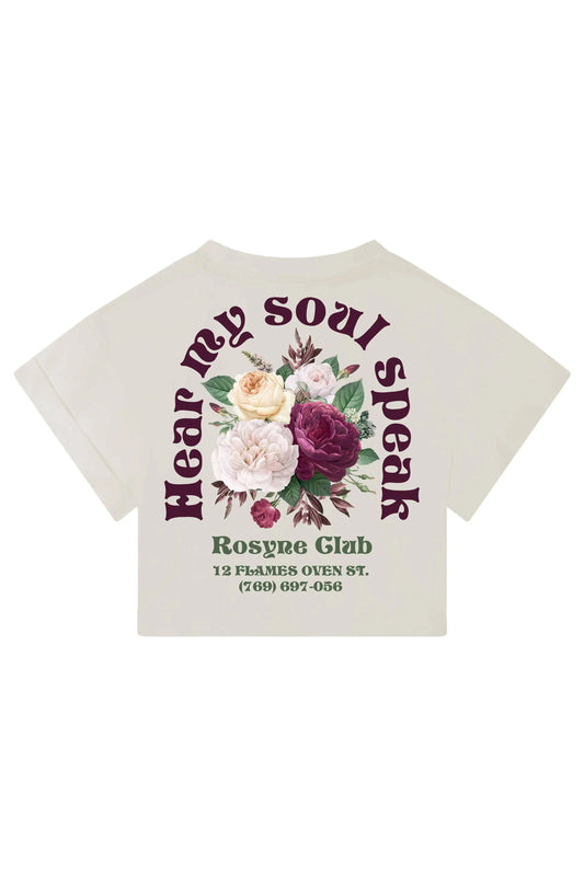 T-shirt Crop Top Flowers Beige - Rosyne Club