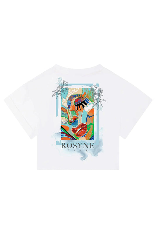 T-shirt Crop Top Impressionism White rosyneclub
