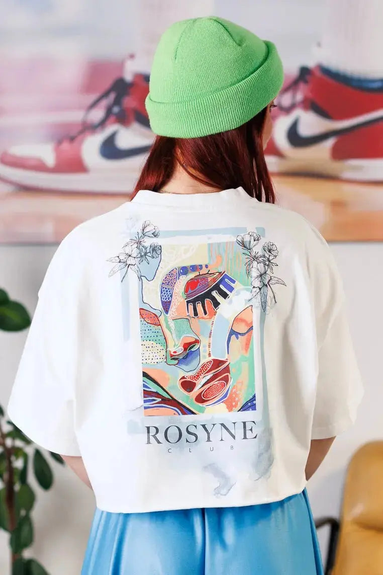T-shirt Crop Top Impressionism White rosyneclub