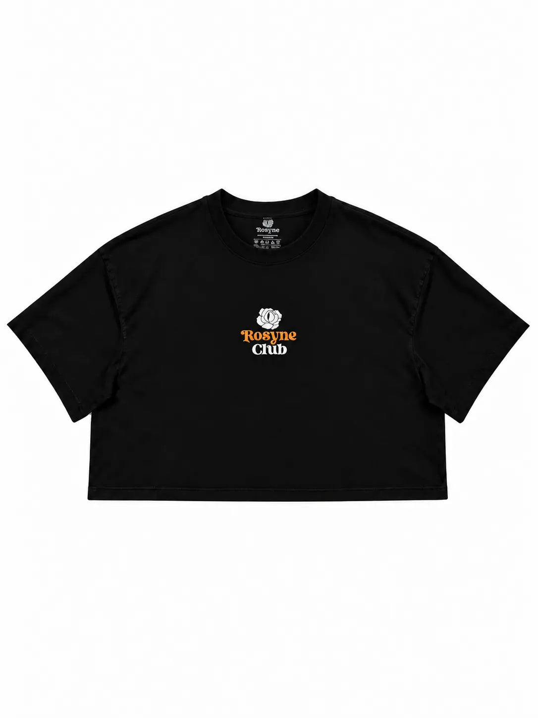 T-shirt Crop Top Oversize Flowers Black rosyneclub