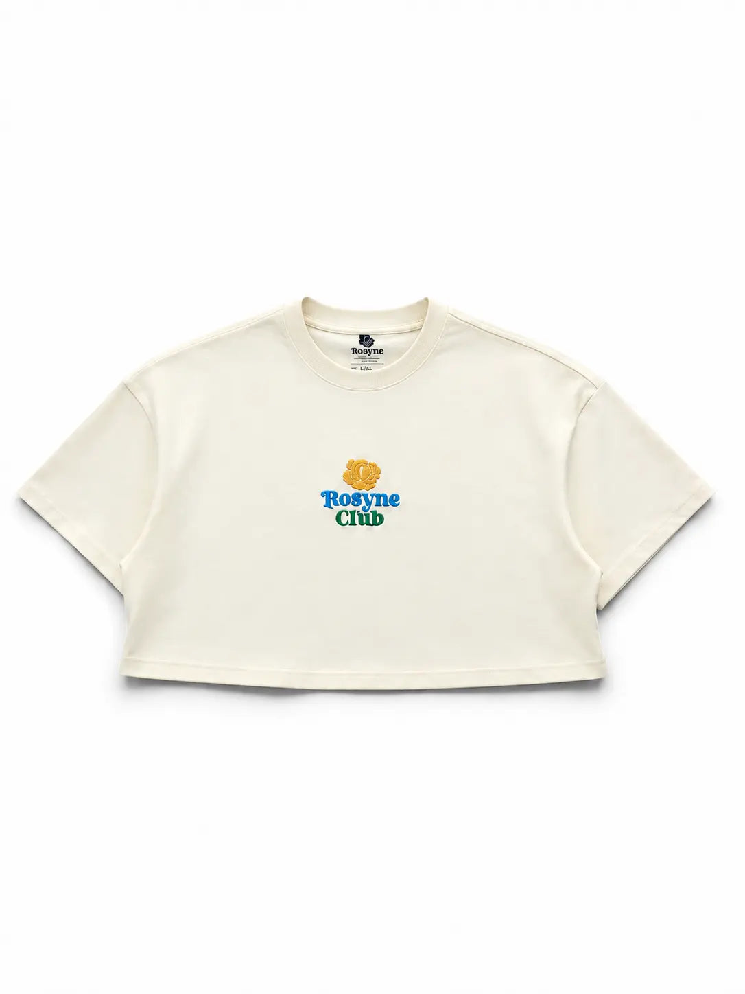 T-shirt Crop Top Oversize Flowers Blue Beige rosyneclub
