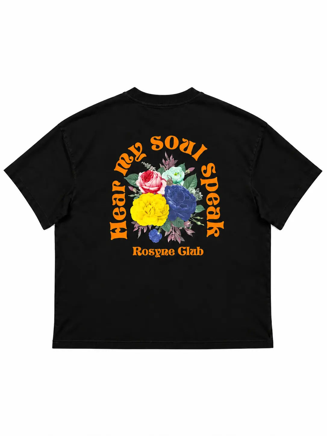 T-shirt Oversize Flowers Black rosyneclub