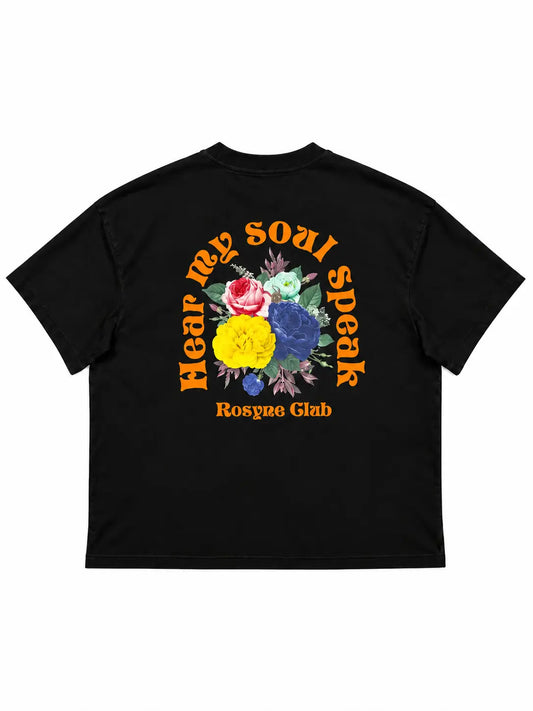 T-shirt Oversize Flowers Black rosyneclub