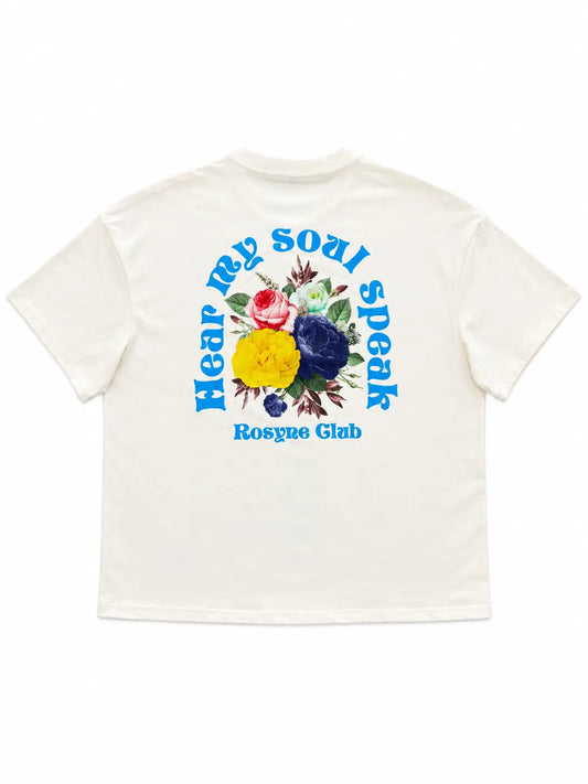 T-shirt Oversize Flowers Blue Beige