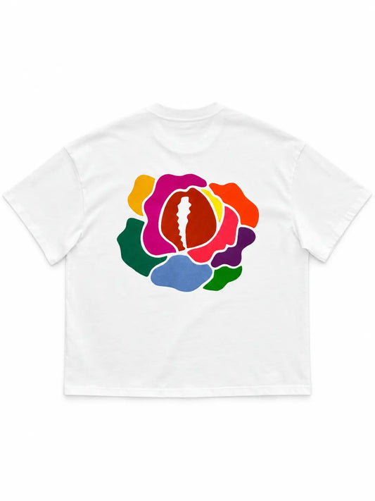 T-shirt Oversize Rainbow Logo White