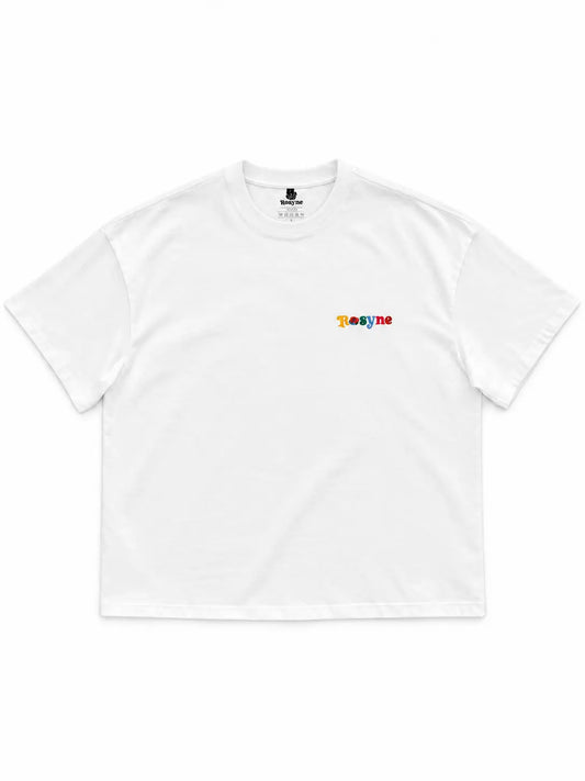 T-shirt Oversize Rainbow Logo White