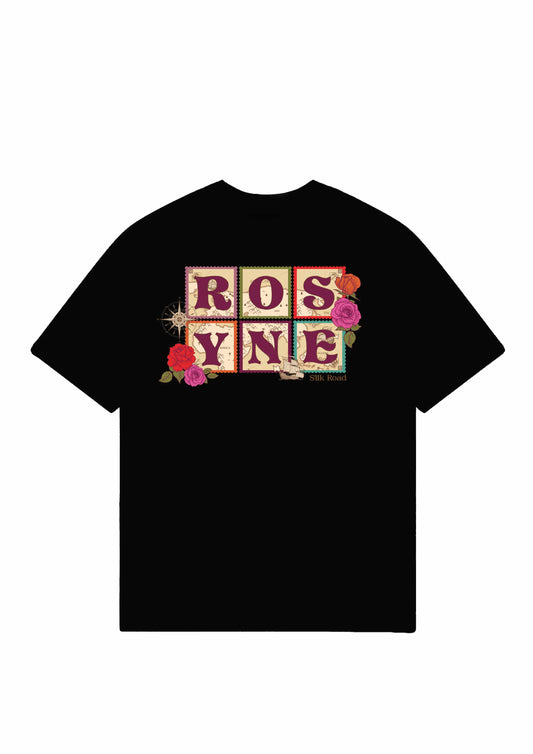 T-shirt Oversize Silk Road Map Black rosyneclub