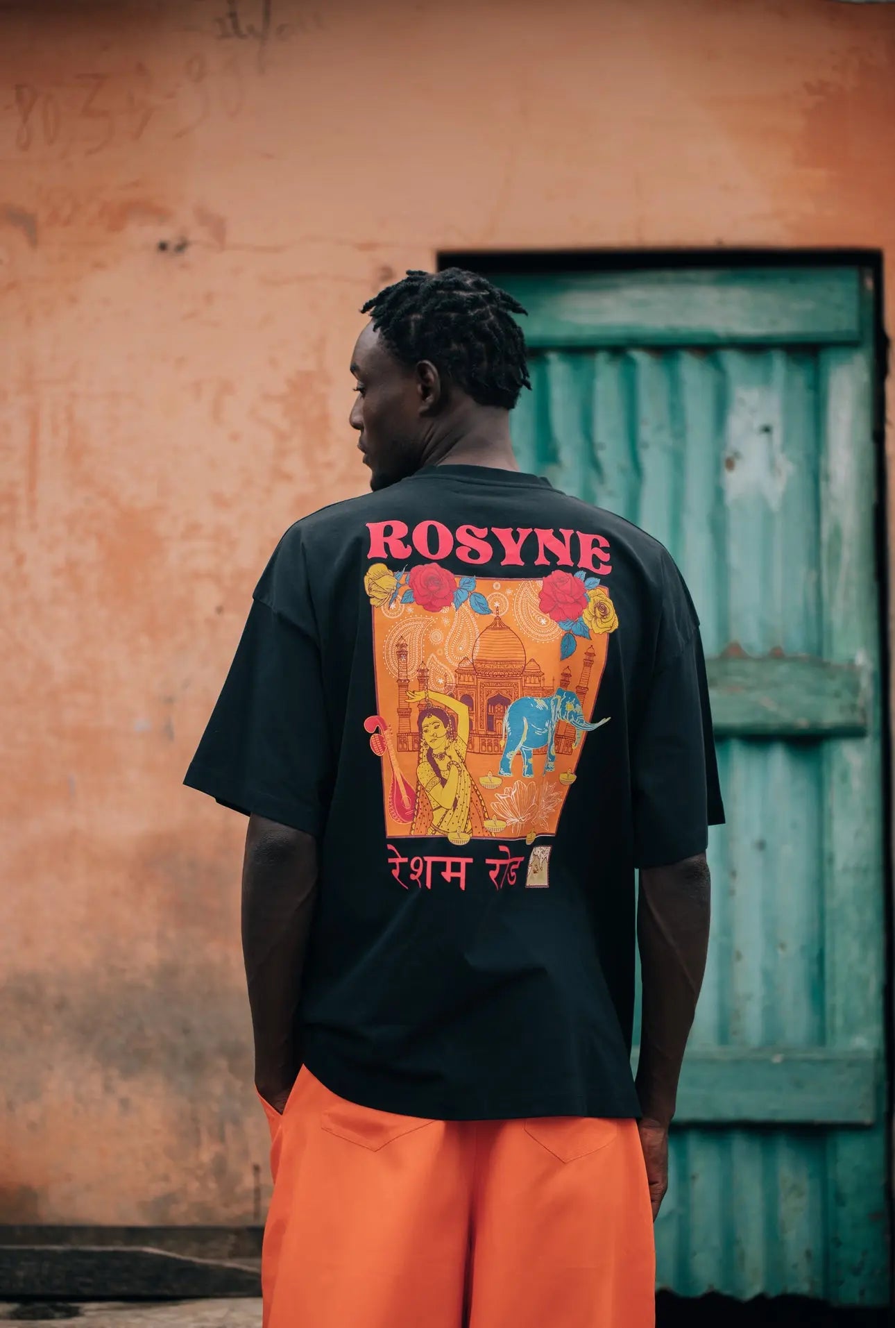 T-shirt Oversize Silk Road Map Black rosyneclub