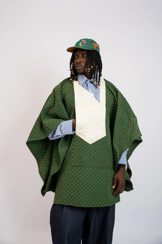 Tunique Agbada Kanvo Damier Green rosyneclub