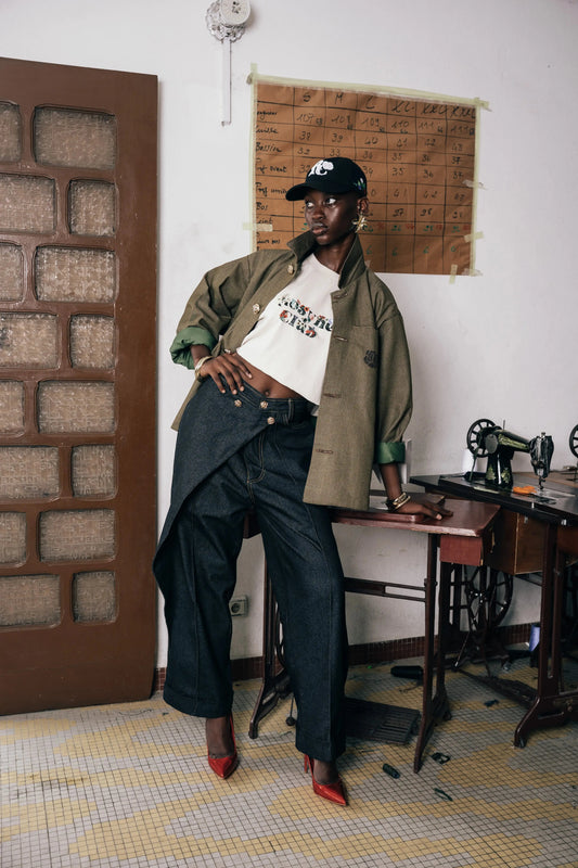 Veste Structure Denim Khaki rosyneclub