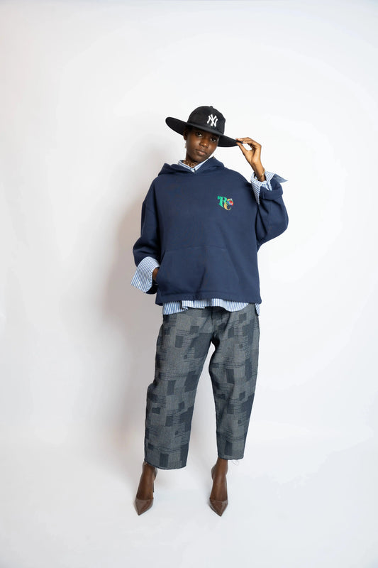 Blue Hoodie Boxy Club rosyneclub