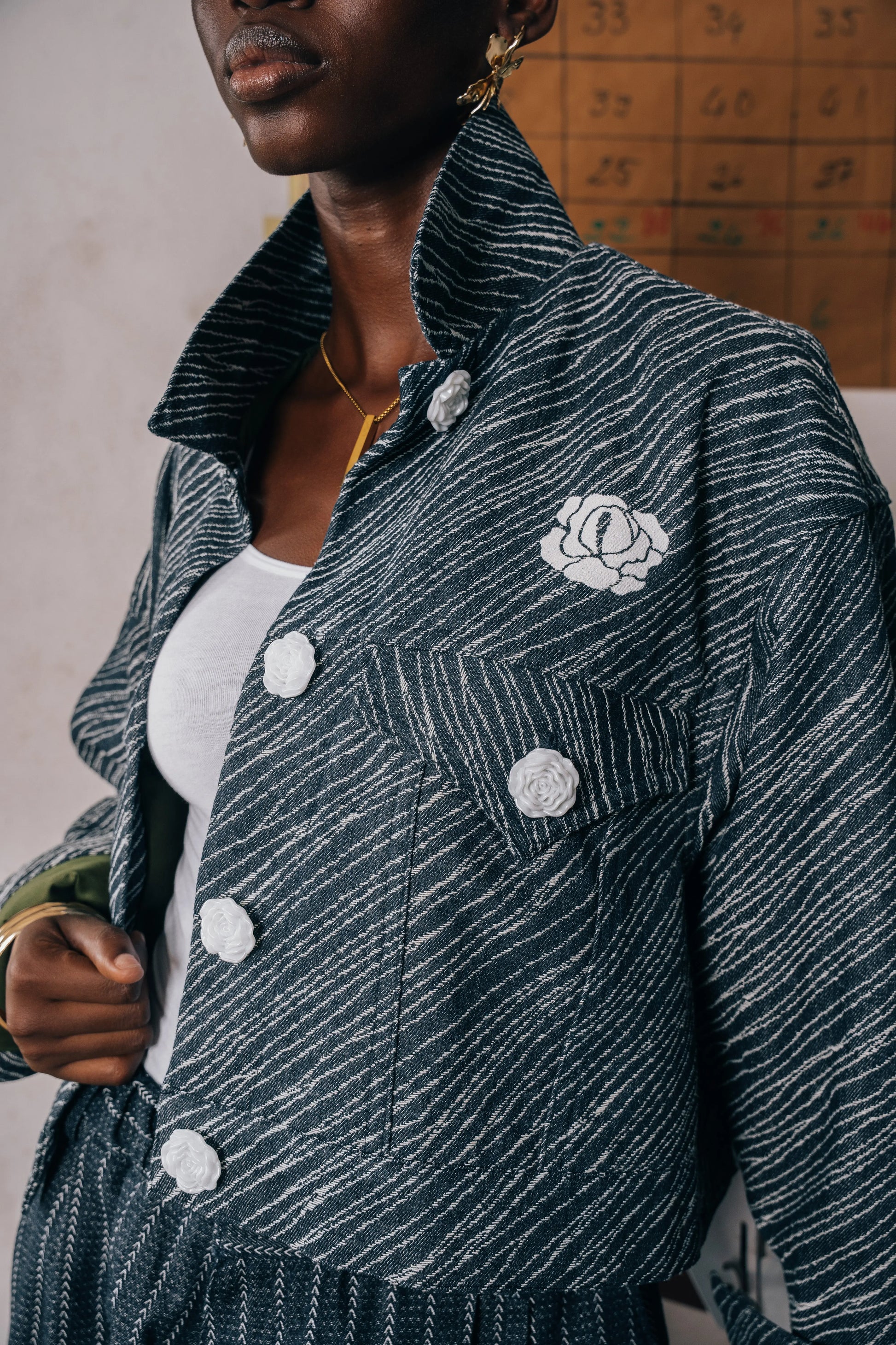 Crop Jacket Jean Blue Wave rosyneclub