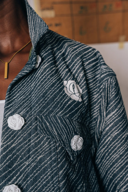 Crop Jacket Jean Blue Wave rosyneclub