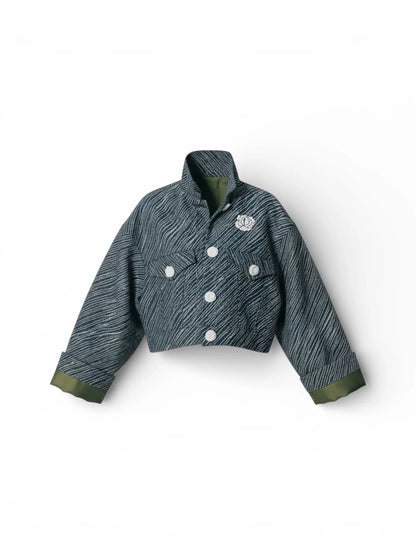 Crop Jacket Jean Blue Wave rosyneclub