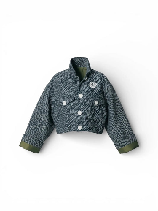 Crop Jacket Jean Blue Wave rosyneclub