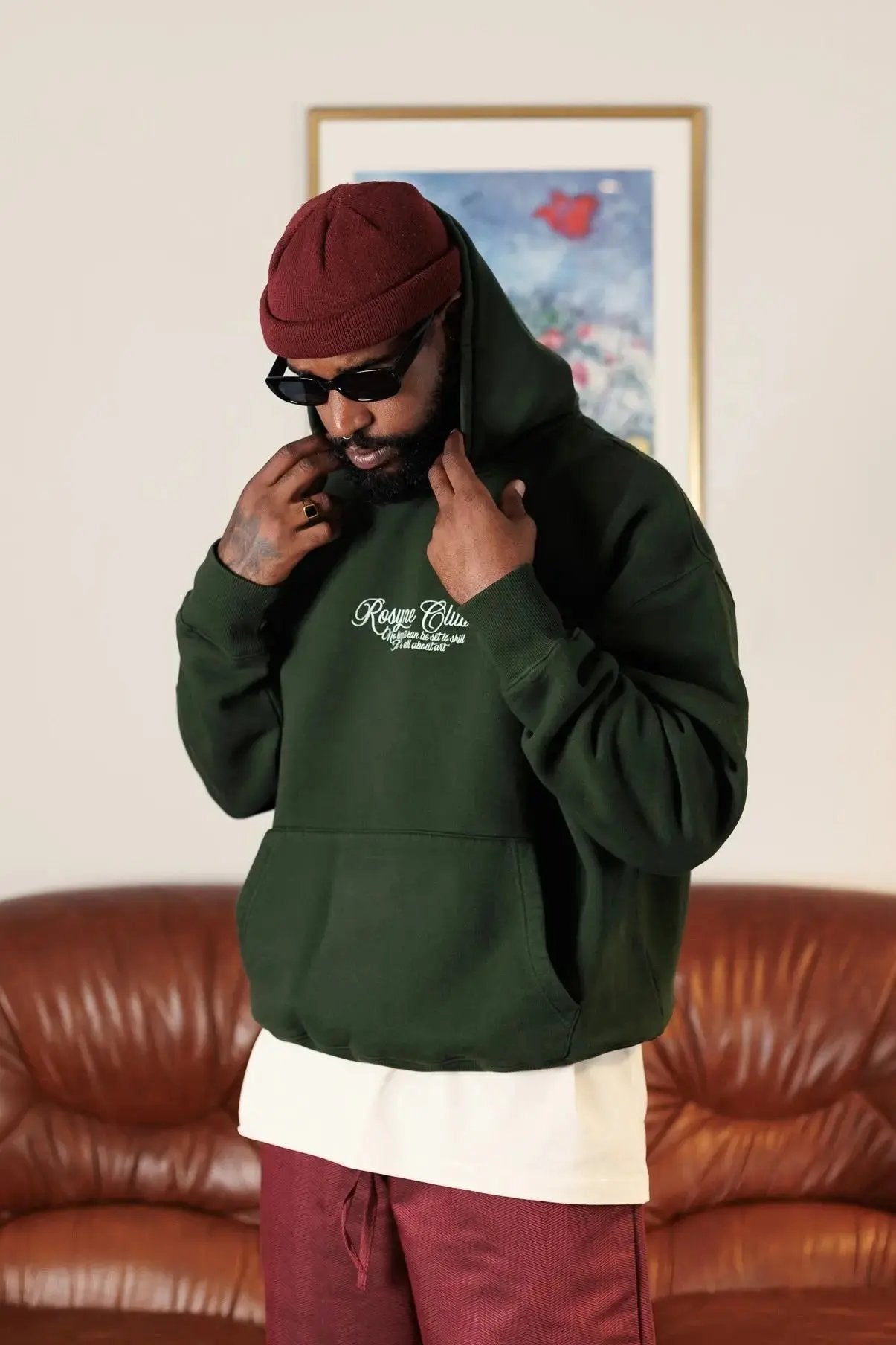 Grey Hoodie Boxy Flower rosyneclub