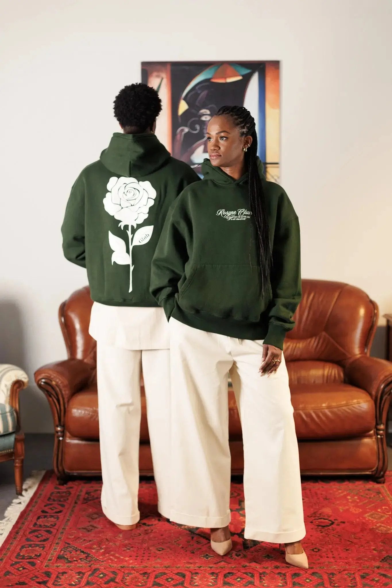 Grey Hoodie Boxy Flower rosyneclub