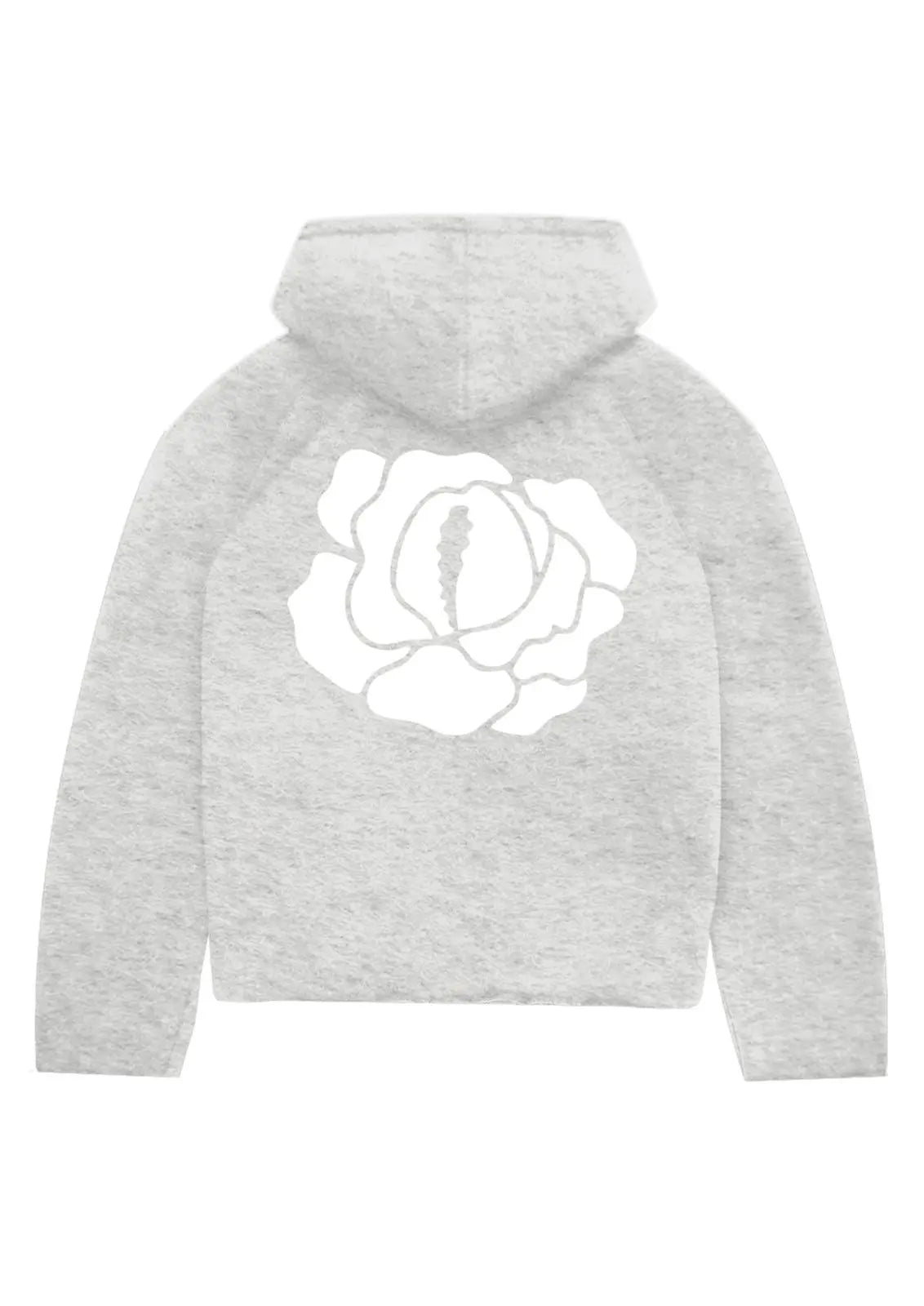 Grey Hoodie Boxy Flower rosyneclub