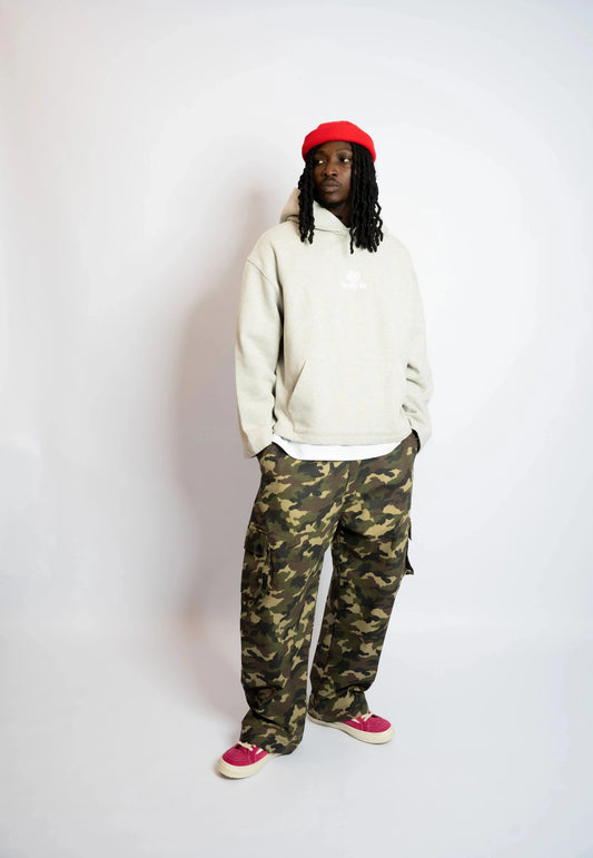 Grey Hoodie Boxy Flower rosyneclub