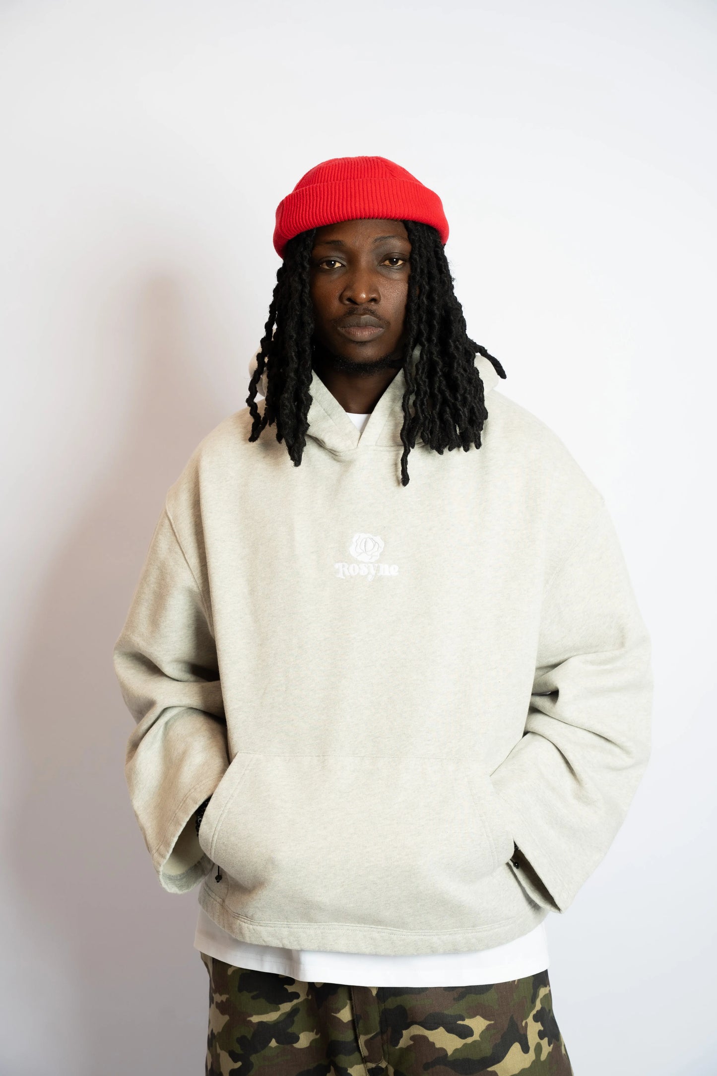 Grey Hoodie Boxy Flower rosyneclub