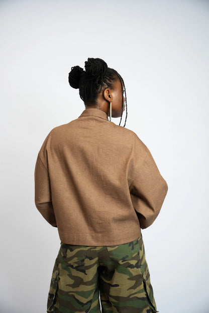 Jacket China Crop Rosyne Denim Brown
