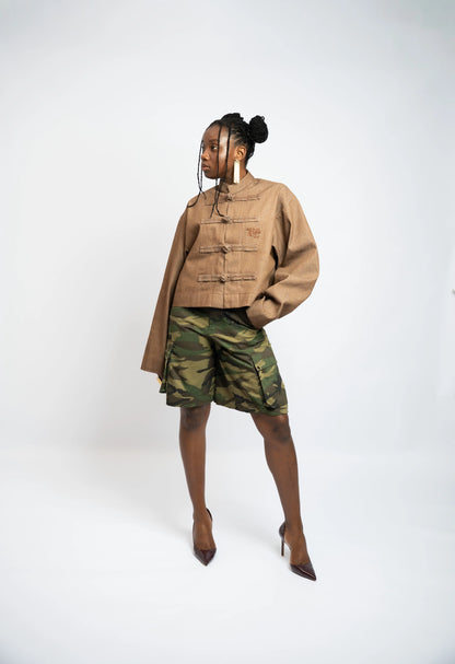 Jacket China Crop Rosyne Denim Brown