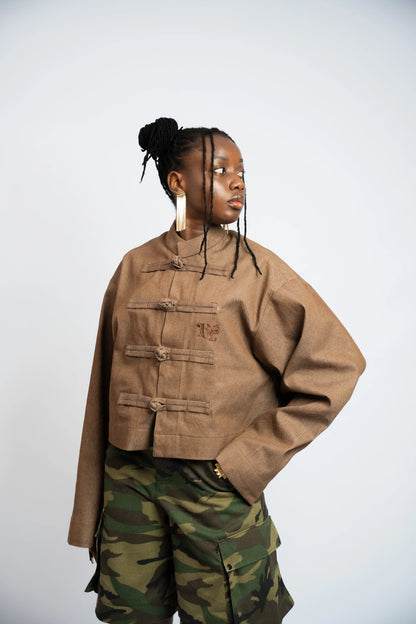 Jacket China Crop Rosyne Denim Brown