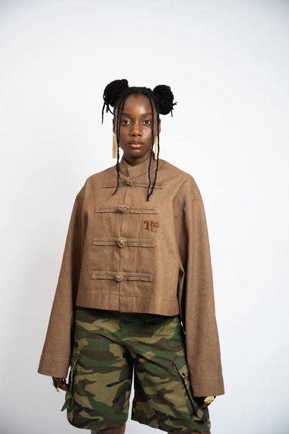 Jacket China Crop Rosyne Denim Brown