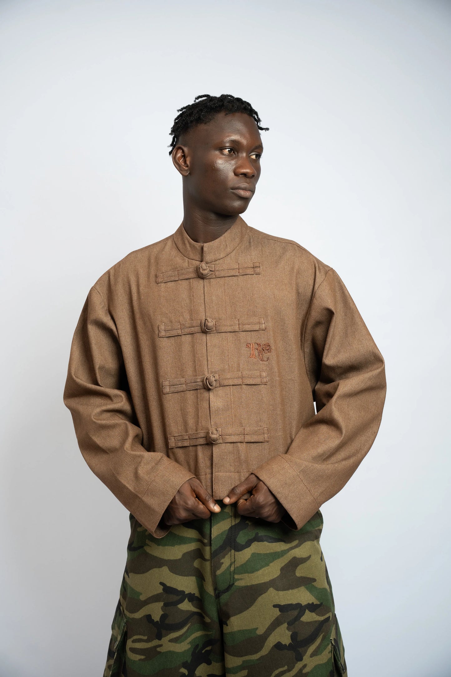 Jacket China Crop Rosyne Denim Brown