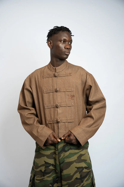 Jacket China Crop Rosyne Denim Brown