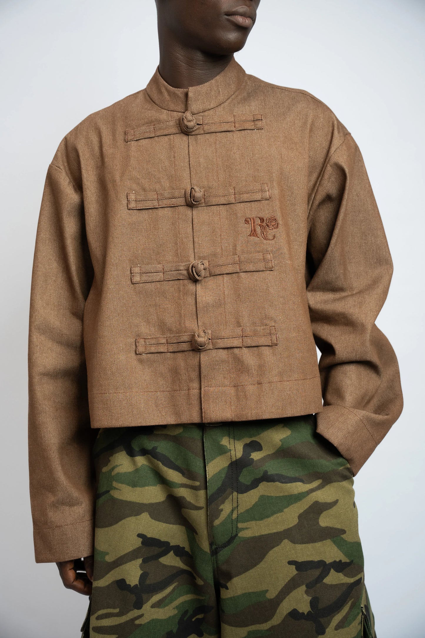 Jacket China Crop Rosyne Denim Brown