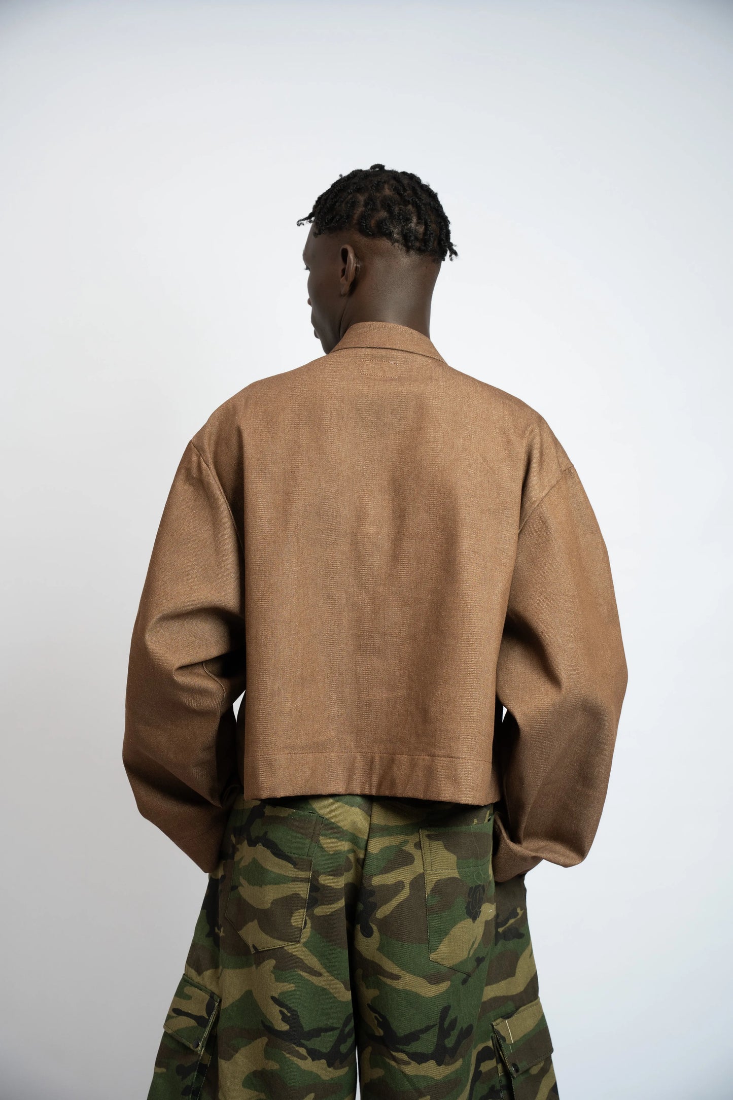 Jacket China Crop Rosyne Denim Brown