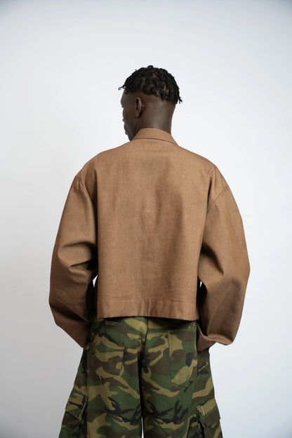 Jacket China Crop Rosyne Denim Brown