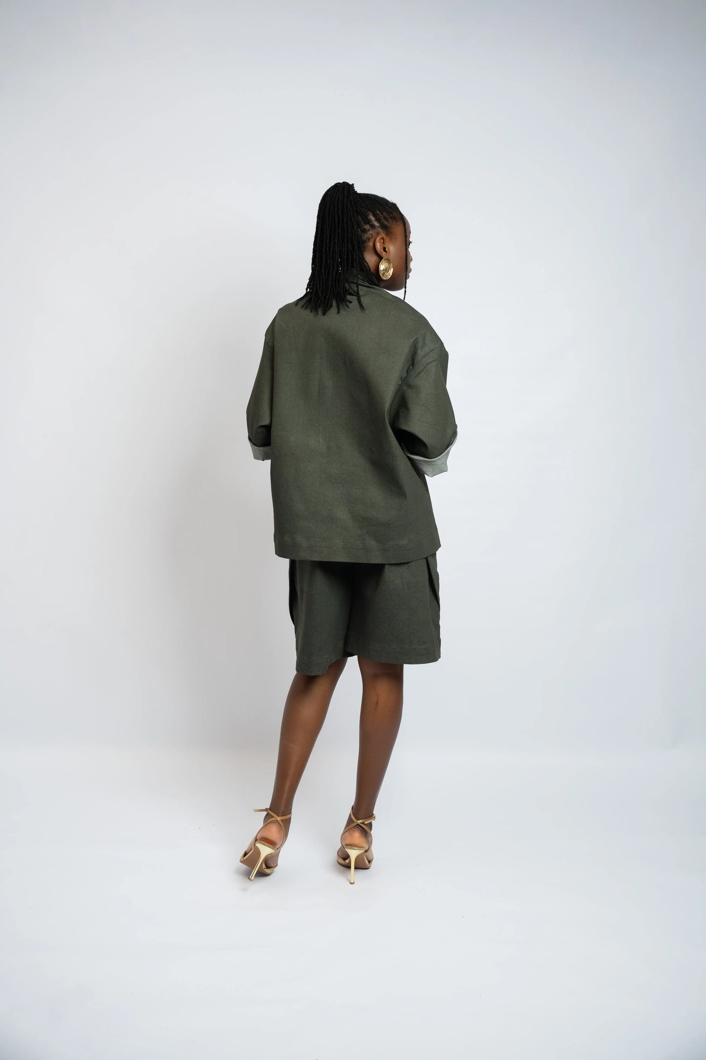 Short Cross Denim Khaki Green