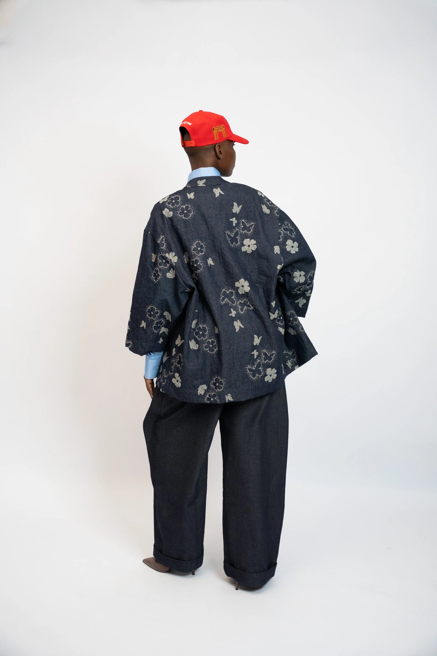 Jacke China Flowers Denim Blau