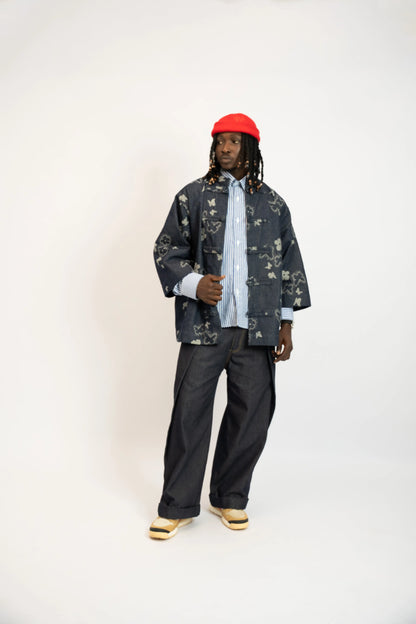 Jacke China Flowers Denim Blau
