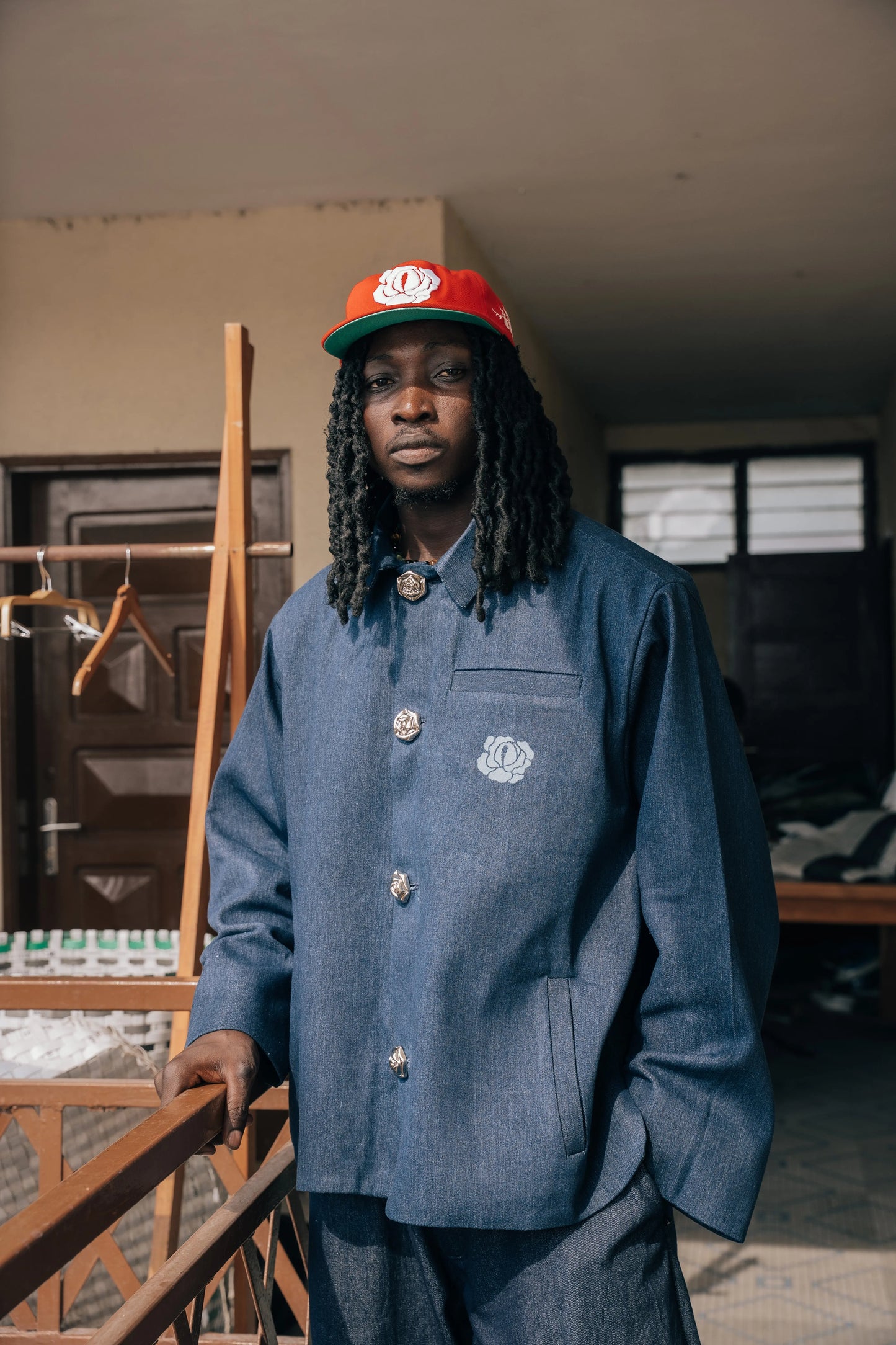 Jacket Structure Denim Blue rosyneclub