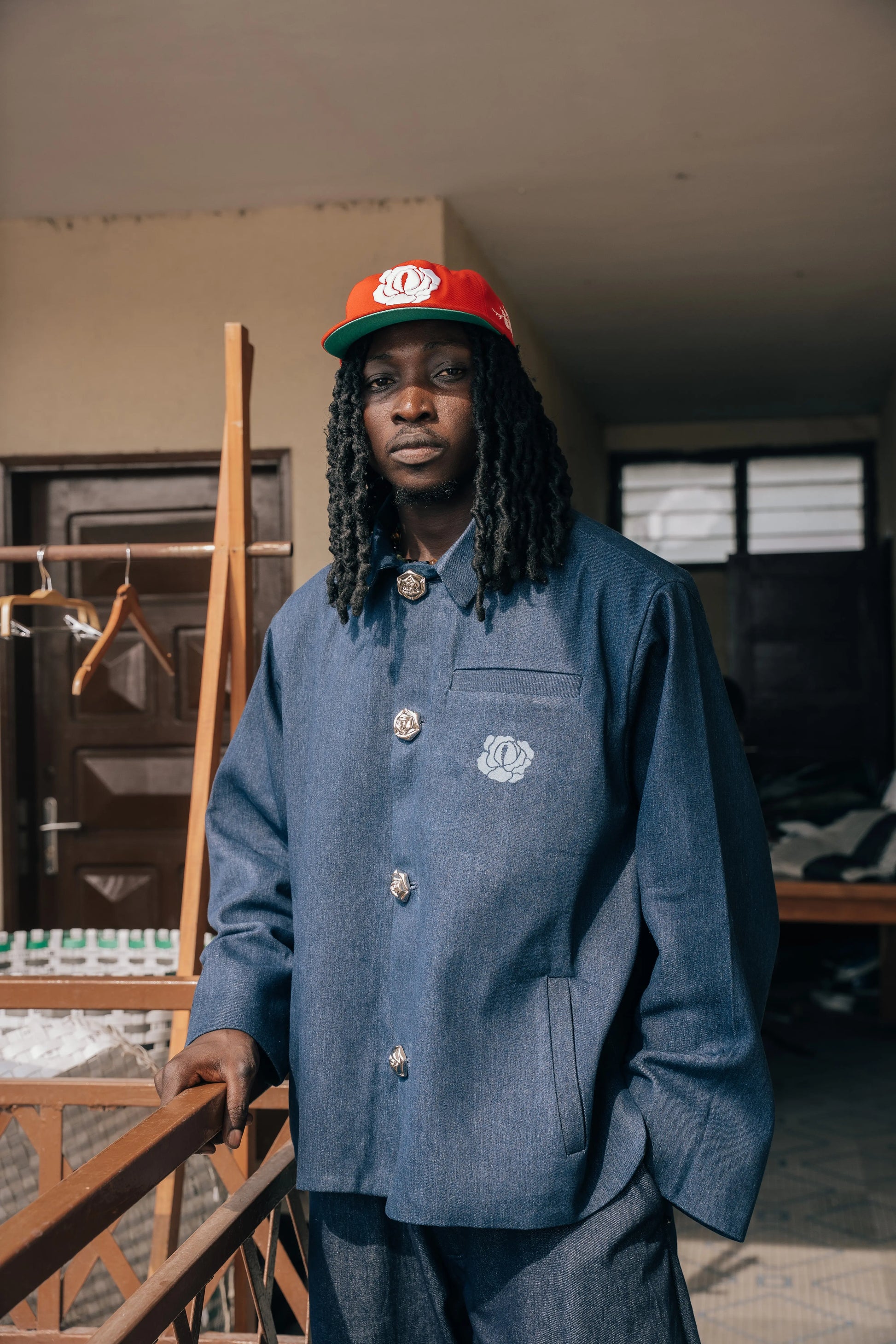 Jacket Structure Denim Blue rosyneclub