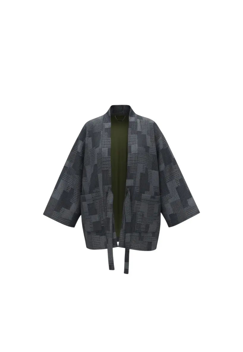 Kimono Patchwork Woven Denim Blue rosyneclub