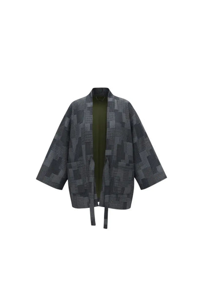 Kimono Patchwork Woven Denim Blue rosyneclub