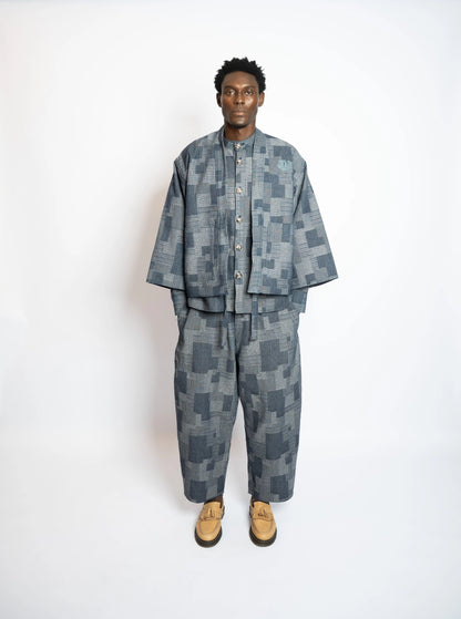 Kimono Patchwork Woven Denim Blue rosyneclub