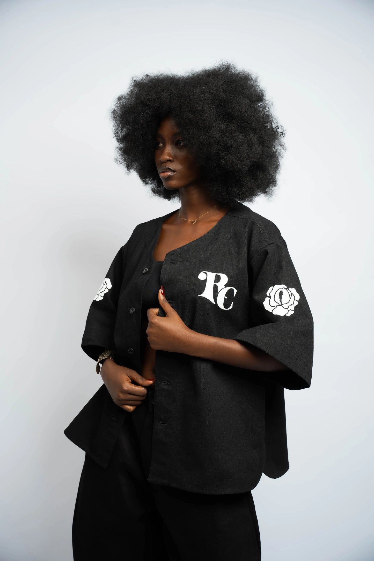 Baseball-Trikot 5 Denim Schwarz/Schwarz