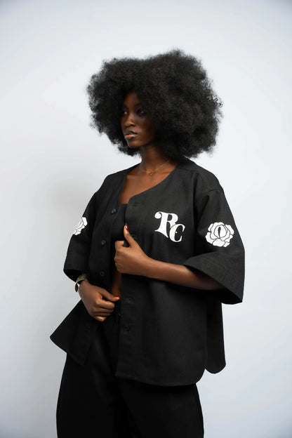 Baseball-Trikot 5 Denim Schwarz/Schwarz