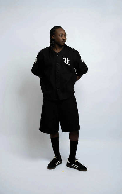 Baseball-Trikot 5 Denim Schwarz/Schwarz